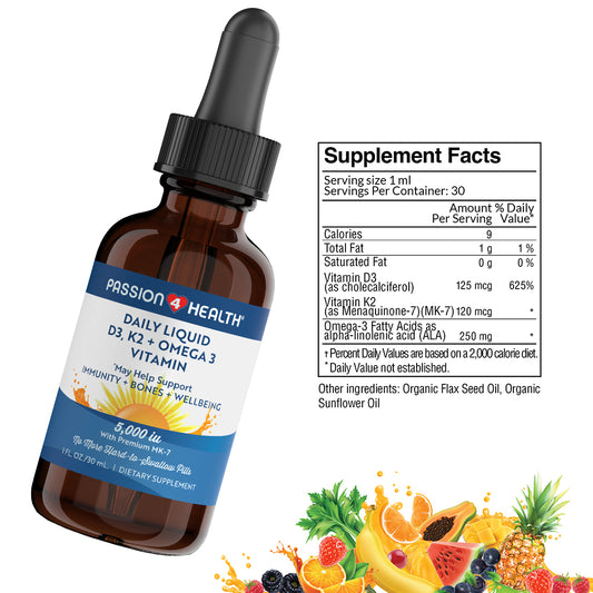 Daily Liquid D3, K2 + Omega 3 Vitamin