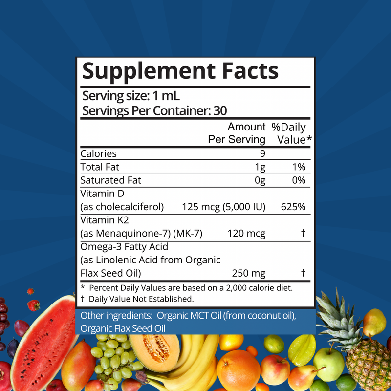 D3, K2 & Omega-3 Daily Liquid Vitamins