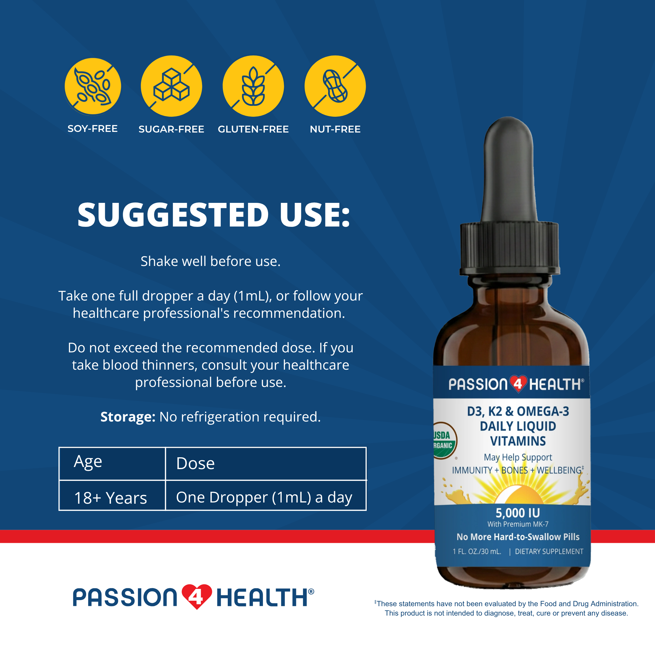 D3, K2 & Omega-3 Daily Liquid Vitamins