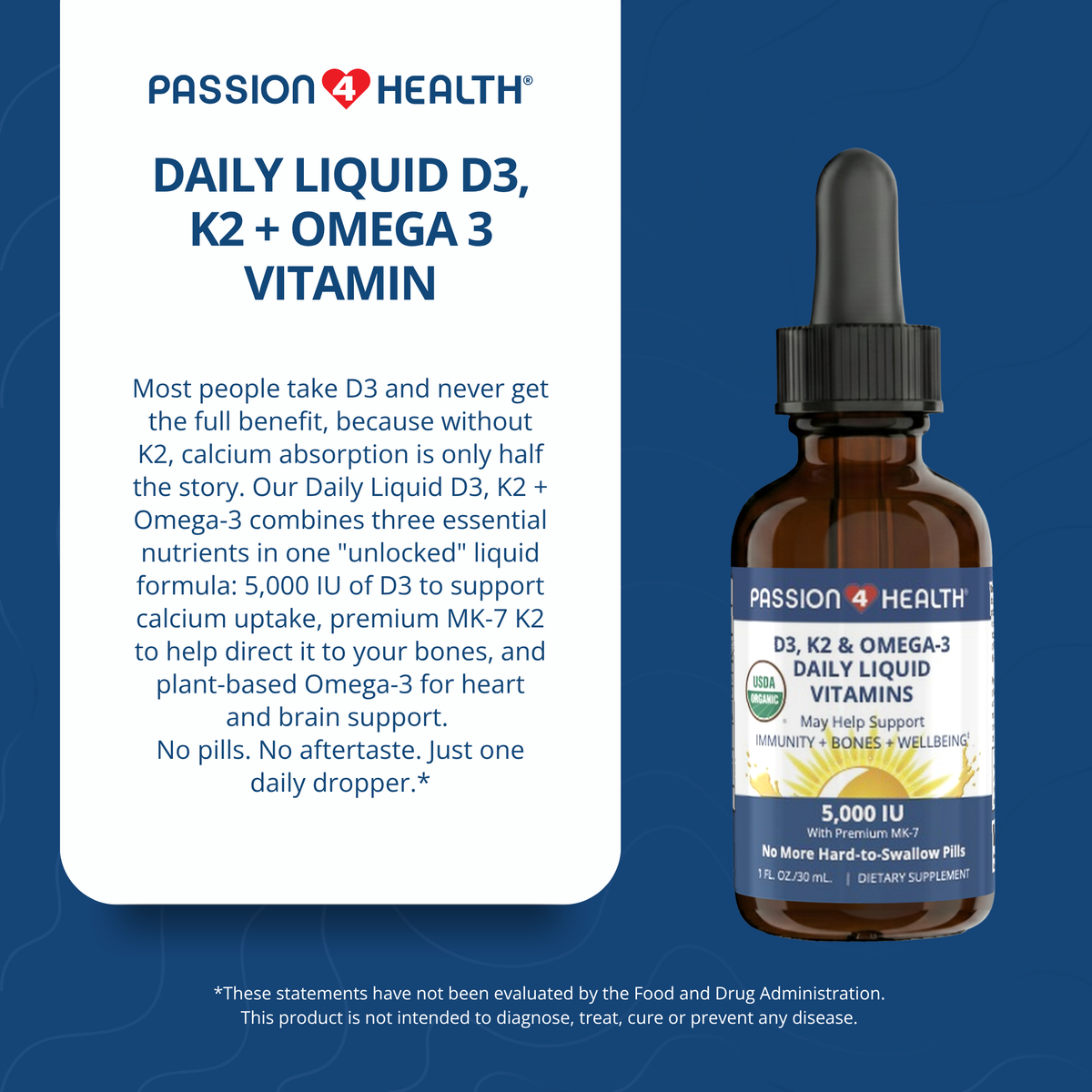 D3, K2 & Omega-3 Daily Liquid Vitamins