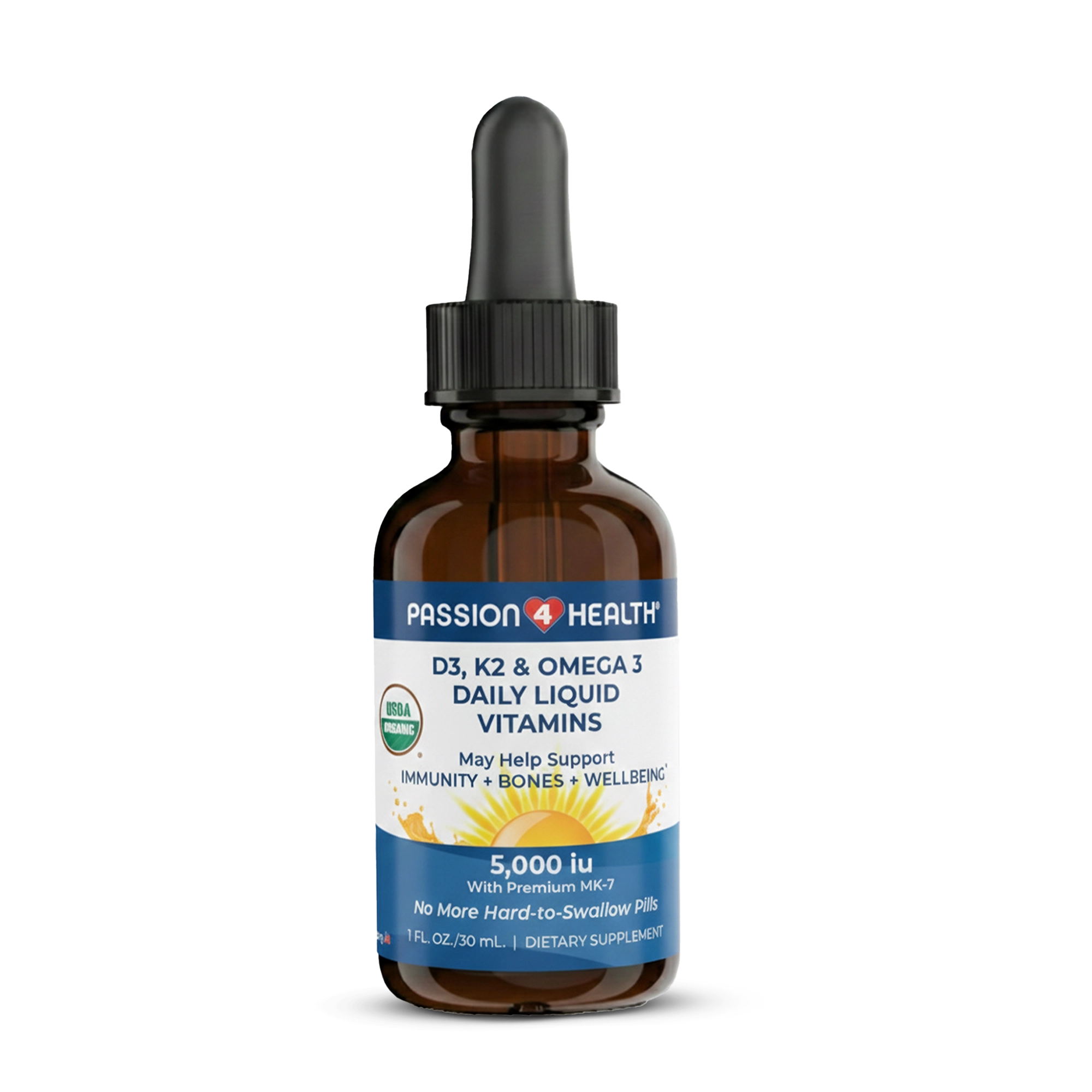 D3, K2 & Omega-3 Daily Liquid Vitamins