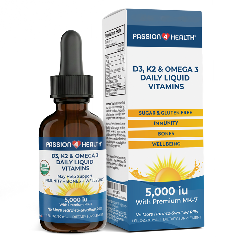 D3, K2 & Omega-3 Daily Liquid Vitamins