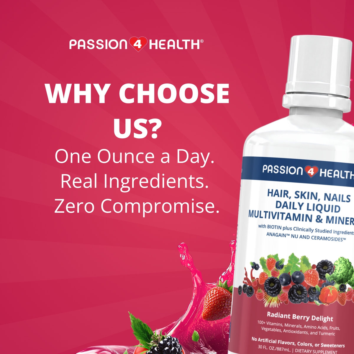 Hair, Skin and Nails Daily Liquid Multivitamin & Minerals with AnaGain™ Nu and Ceramosides™