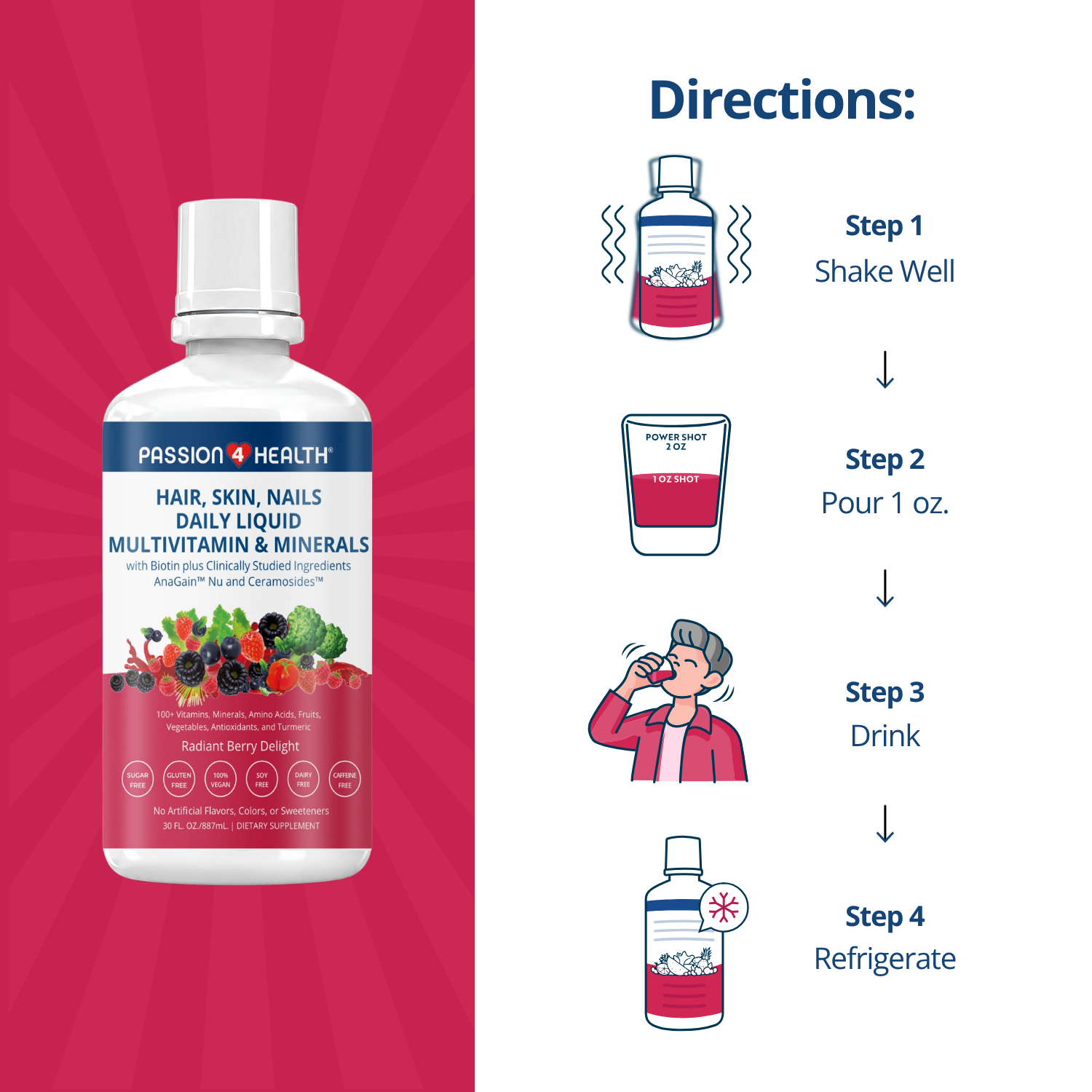 Hair, Skin and Nails Daily Liquid Multivitamin & Minerals with AnaGain™ Nu and Ceramosides™