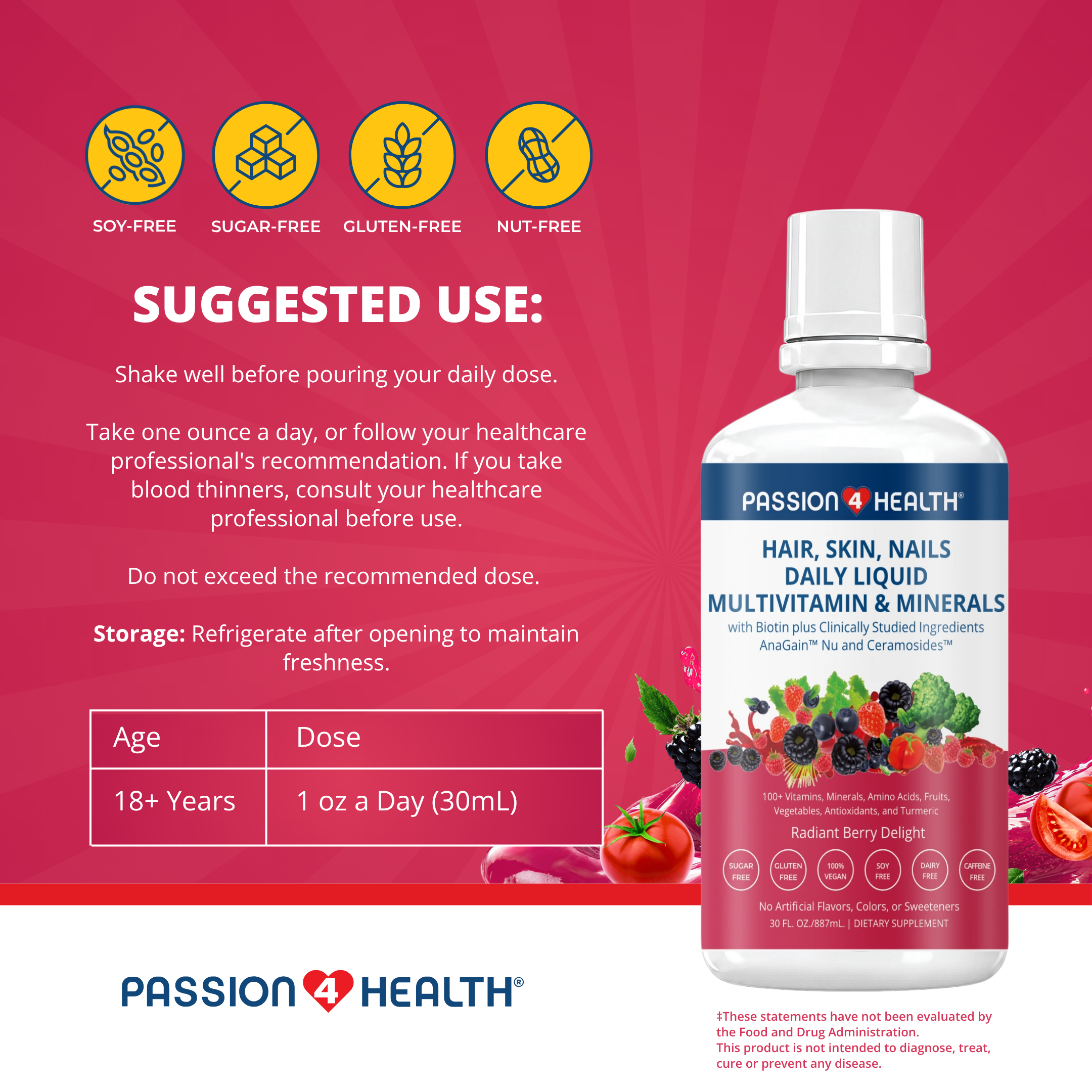 Hair, Skin and Nails Daily Liquid Multivitamin & Minerals with AnaGain™ Nu and Ceramosides™