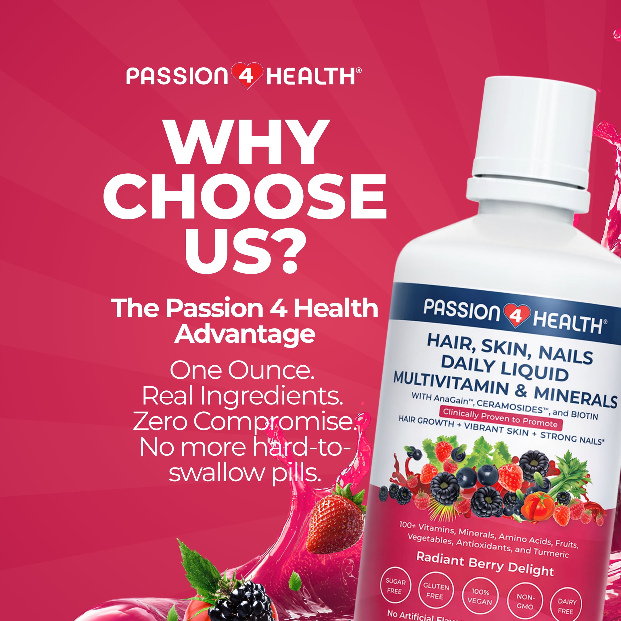 Hair, Skin and Nails Daily Liquid Multivitamin & Minerals with AnaGain™ Nu and Ceramosides™